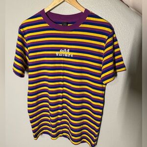 Odd Future Multicolor Striped Tee - Purple, Blue & Yellow